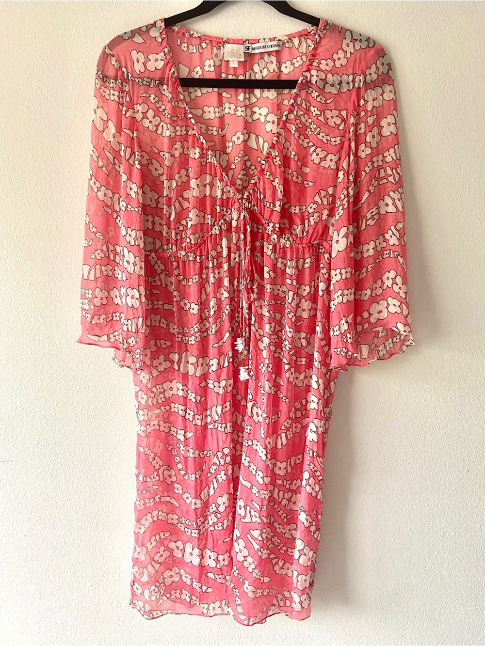 Milly Cabana BERGDORF GOODMAN 100% Silk vibrant Pink Floral Coverup Size S